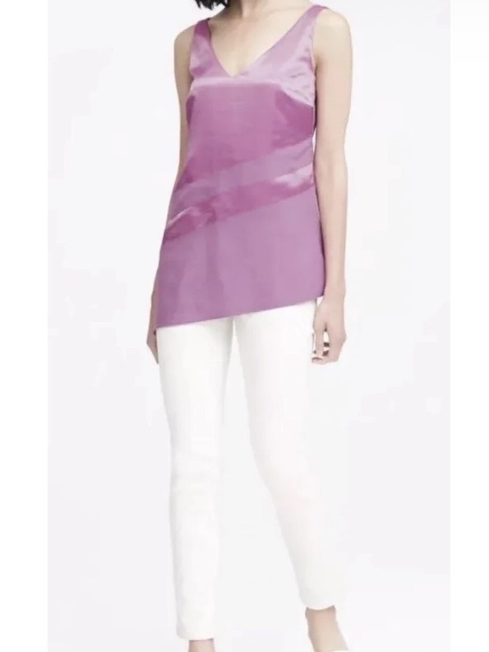 BANANA REPUBLIC Asymmetrical Hem Sleeveless Blouse Orchid Lilac Sz XL